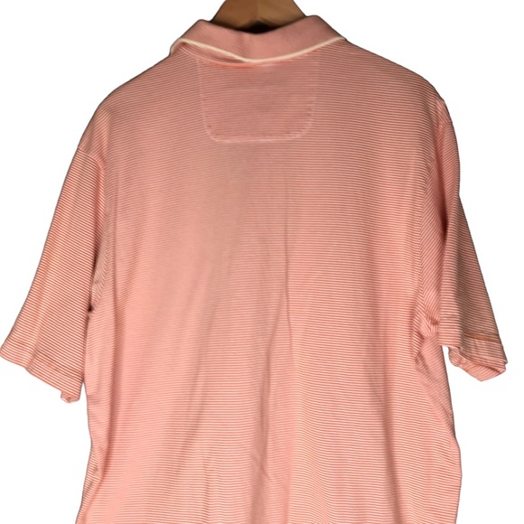 Tommy Bahama Cotton Polo Shirt Orange Cream Stripes Golf Travel Men’s Large - Picture 9 of 11